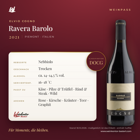 Ravera Barolo DOCG Elvio Cogno – Piemont – Weinpass | Weinkontor Bastert