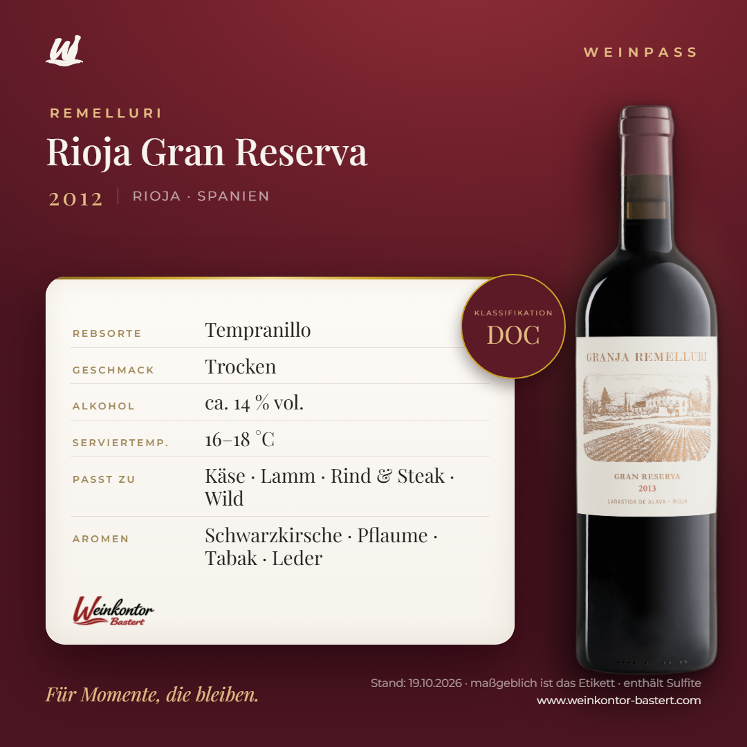 Remelluri Gran Reserva DOC – Rioja – Weinpass | Weinkontor Bastert