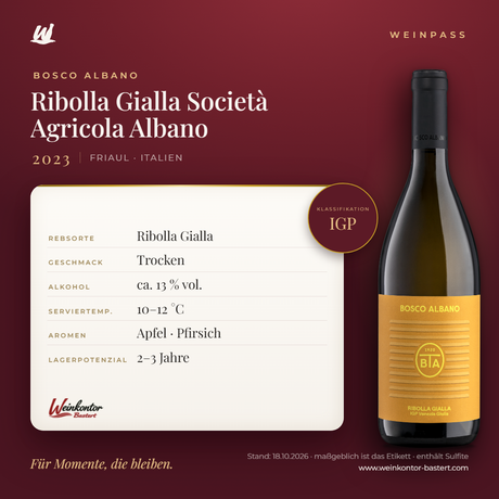 Ribolla Gialla Società Agricola Albano IGP – Friaul – Weinpass | Weinkontor Bastert