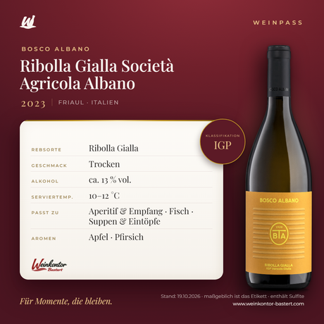 Ribolla Gialla Società Agricola Albano IGP – Friaul – Weinpass | Weinkontor Bastert