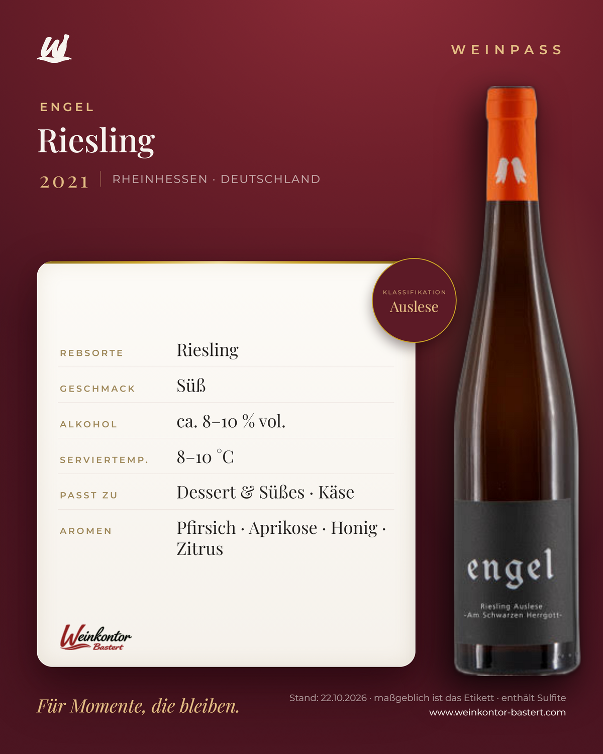 Riesling Engel Auslese – Rheinhessen – Weinpass | Weinkontor Bastert