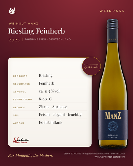 Riesling Feinherb Manz 6er-Karton – Rheinhessen – Weinpass | Weinkontor Bastert