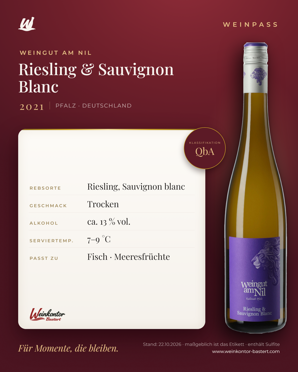 Riesling & Sauvignon Blanc Weingut am Nil QbA – Pfalz – Weinpass | Weinkontor Bastert
