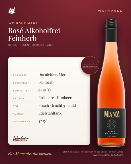 Rosé Alkoholfrei Feinherb Manz 6er-Karton – Rheinhessen – Weinpass | Weinkontor Bastert