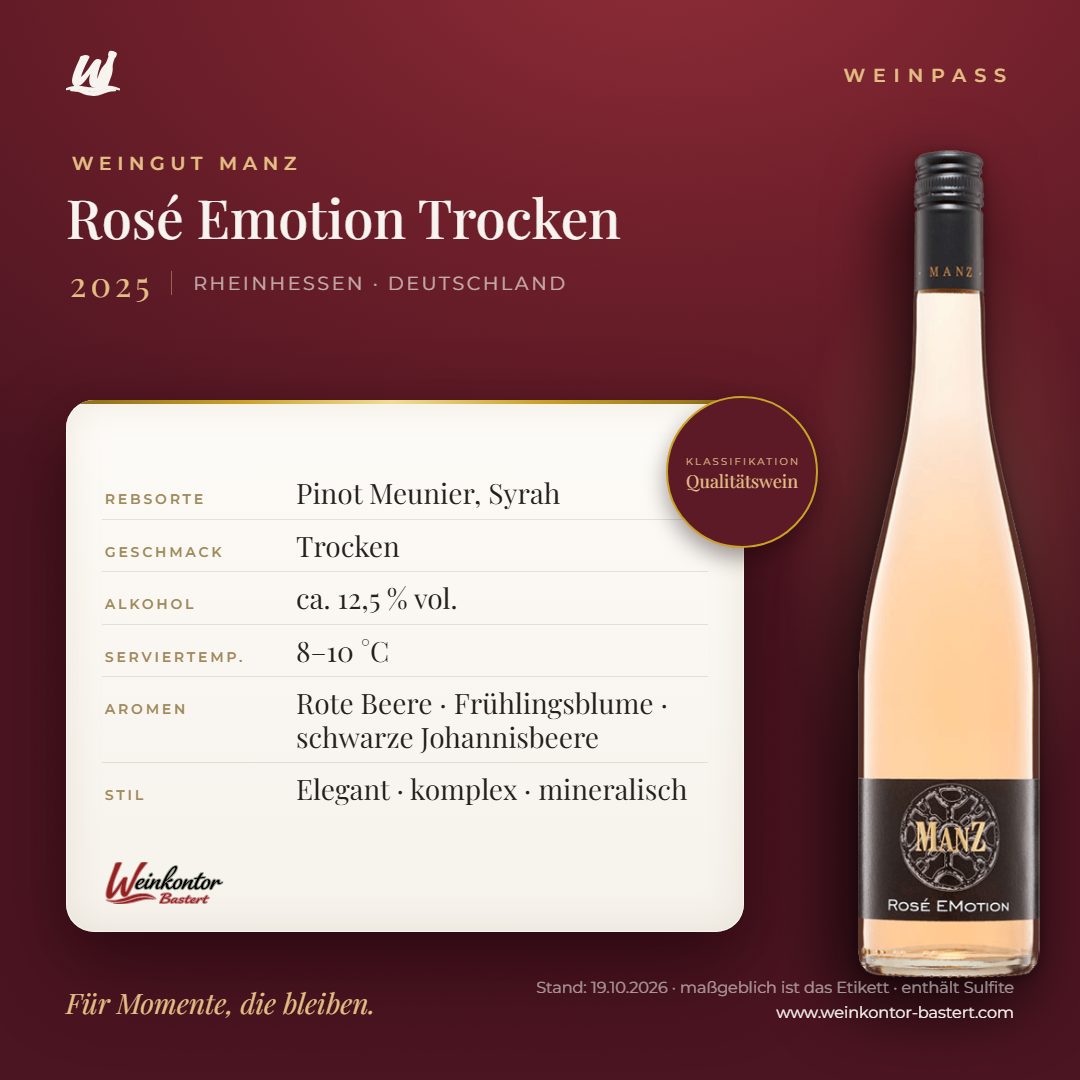 Rosé Emotion Trocken Manz 6er-Karton – Rheinhessen – Weinpass | Weinkontor Bastert