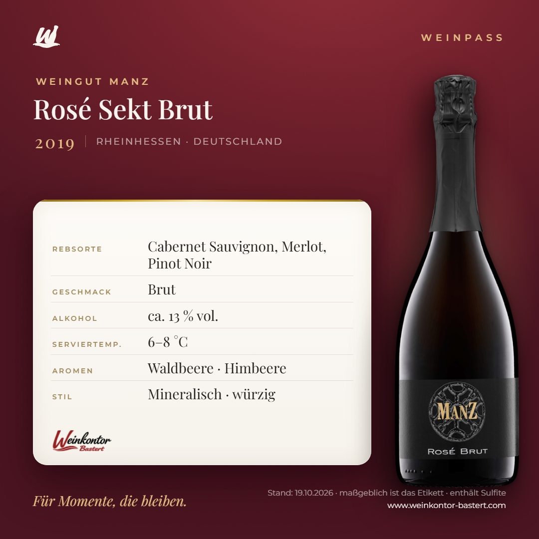 Rosé Sekt Brut Manz 6er-Karton – Rheinhessen – Weinpass | Weinkontor Bastert