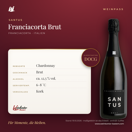 Santus Brut DOCG – Franciacorta – Weinpass | Weinkontor Bastert