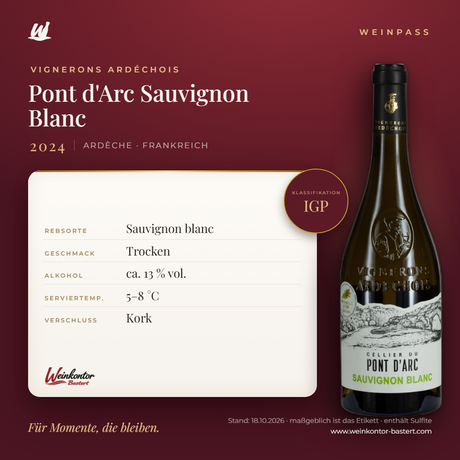 Pont d'Arc Sauvignon Blanc Vignerons Ardéchois IGP – Ardèche – Weinpass | Weinkontor Bastert