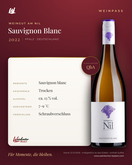 Sauvignon Blanc Weingut am Nil QbA – Pfalz – Weinpass | Weinkontor Bastert