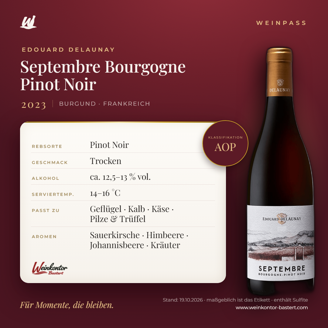 Septembre Bourgogne Pinot Noir Edouard Delaunay – Burgund – Weinpass | Weinkontor Bastert