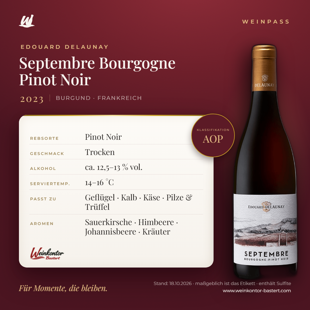 Septembre Bourgogne Pinot Noir Edouard Delaunay – Burgund – Weinpass | Weinkontor Bastert