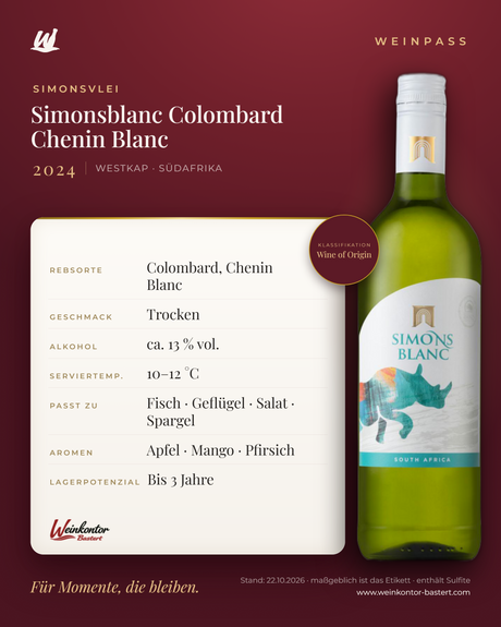 Simonsblanc Colombard Chenin Blanc Simonsvlei – Westkap – Weinpass | Weinkontor Bastert