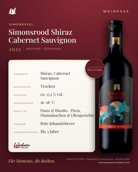 Simonsrood Shiraz Cabernet Sauvignon Simonsvlei – Westkap – Weinpass | Weinkontor Bastert