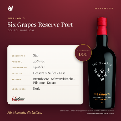 Graham's Six Grapes Reserve Port DOC – Douro – Weinpass | Weinkontor Bastert