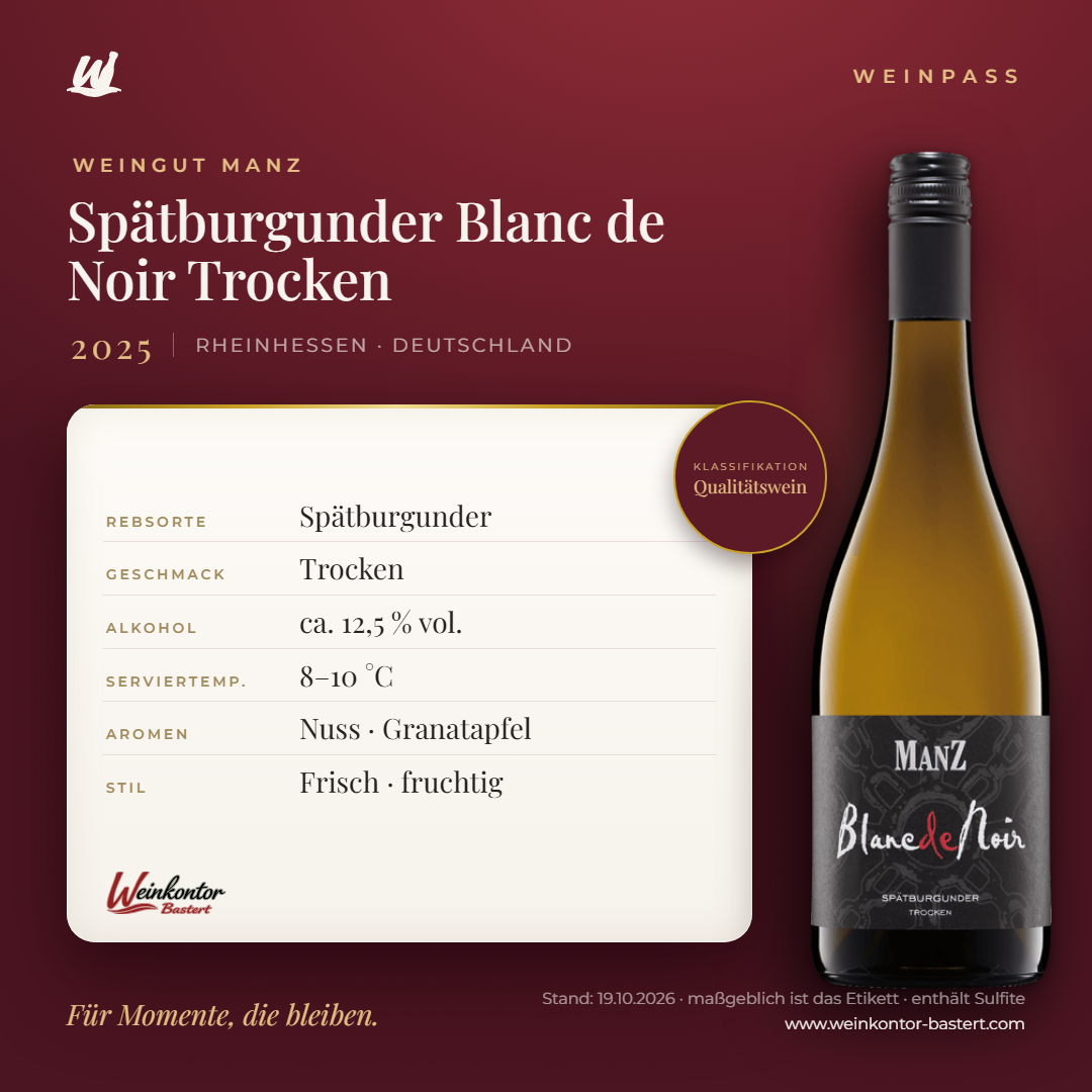 Spätburgunder Blanc de Noir Trocken Manz 6er-Karton – Rheinhessen – Weinpass | Weinkontor Bastert