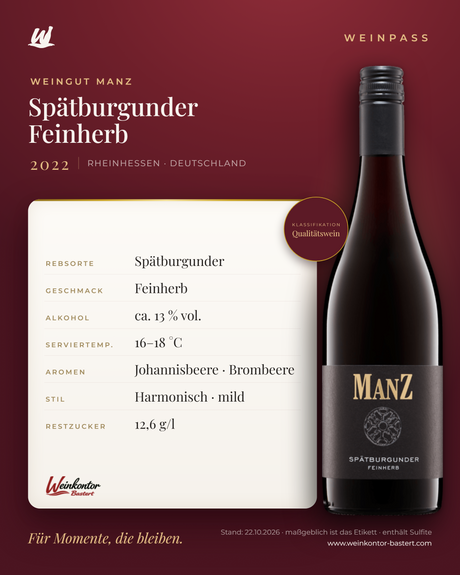 Spätburgunder Feinherb Manz 6er-Karton – Rheinhessen – Weinpass | Weinkontor Bastert