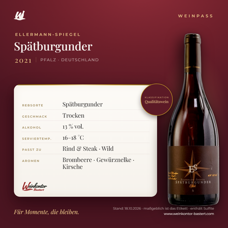 Spätburgunder Ellermann-Spiegel – Pfalz – Weinpass | Weinkontor Bastert