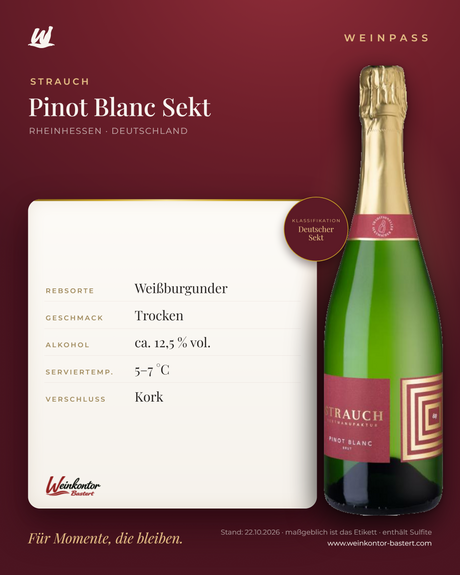 Strauch Pinot Blanc Sekt – Rheinhessen – Weinpass | Weinkontor Bastert