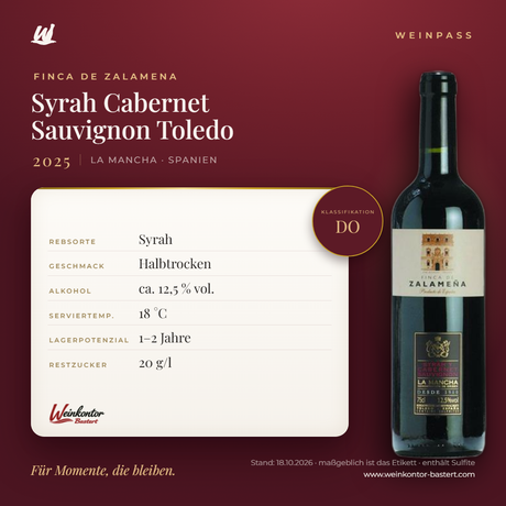 Finca de Zalamena Syrah Cabernet Sauvignon DO Toledo – Castilla La Mancha – Weinpass | Weinkontor Bastert