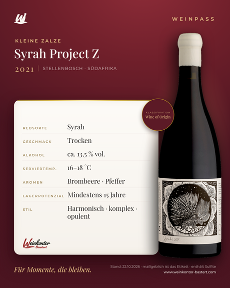 Syrah Project Z Kleine Zalze – Stellenbosch – Weinpass | Weinkontor Bastert
