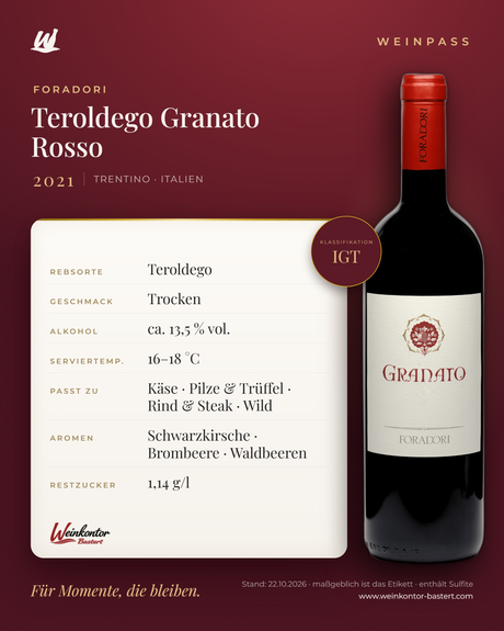 Teroldego Granato Rosso Foradori IGT – Trentino – Weinpass | Weinkontor Bastert