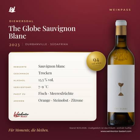 The Globe Sauvignon Blanc Diemersdal – Durbanville – Weinpass | Weinkontor Bastert