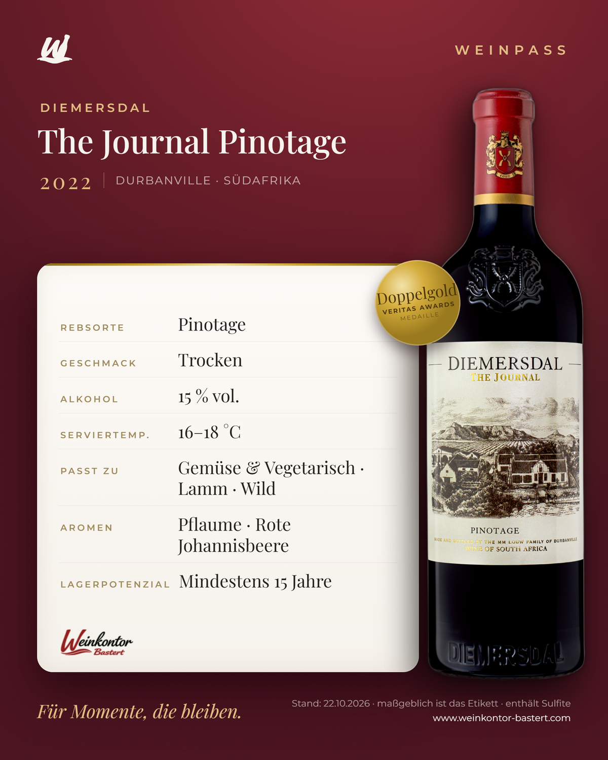 The Journal Pinotage Diemersdal – Durbanville – Weinpass | Weinkontor Bastert