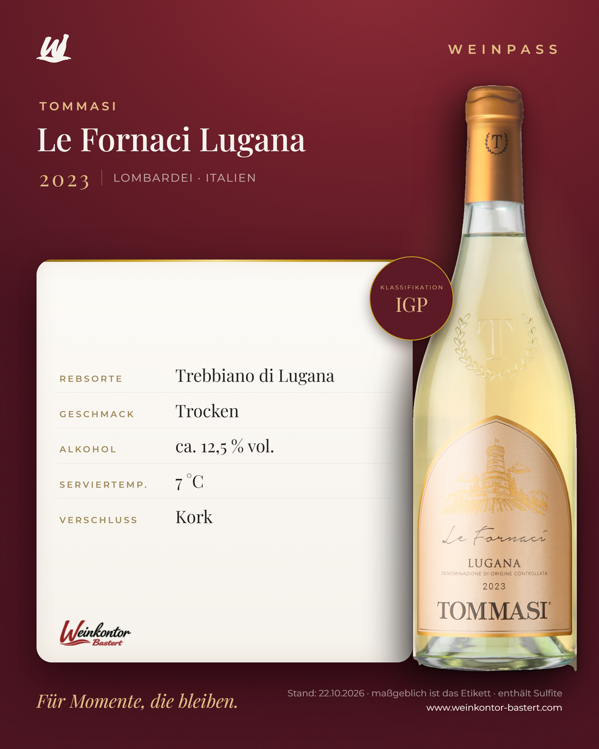 Tommasi Le Fornaci Lugana IGP – Lombardei – Weinpass | Weinkontor Bastert