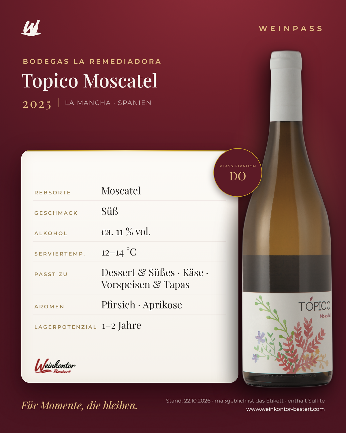 Topico Moscatel Bodegas La Remediadora DO – La Mancha – Weinpass | Weinkontor Bastert