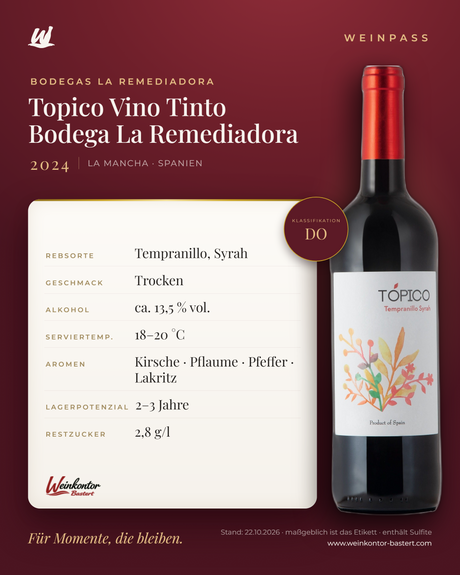 Topico Vino Tinto Bodega La Remediadora DO – La Mancha – Weinpass | Weinkontor Bastert
