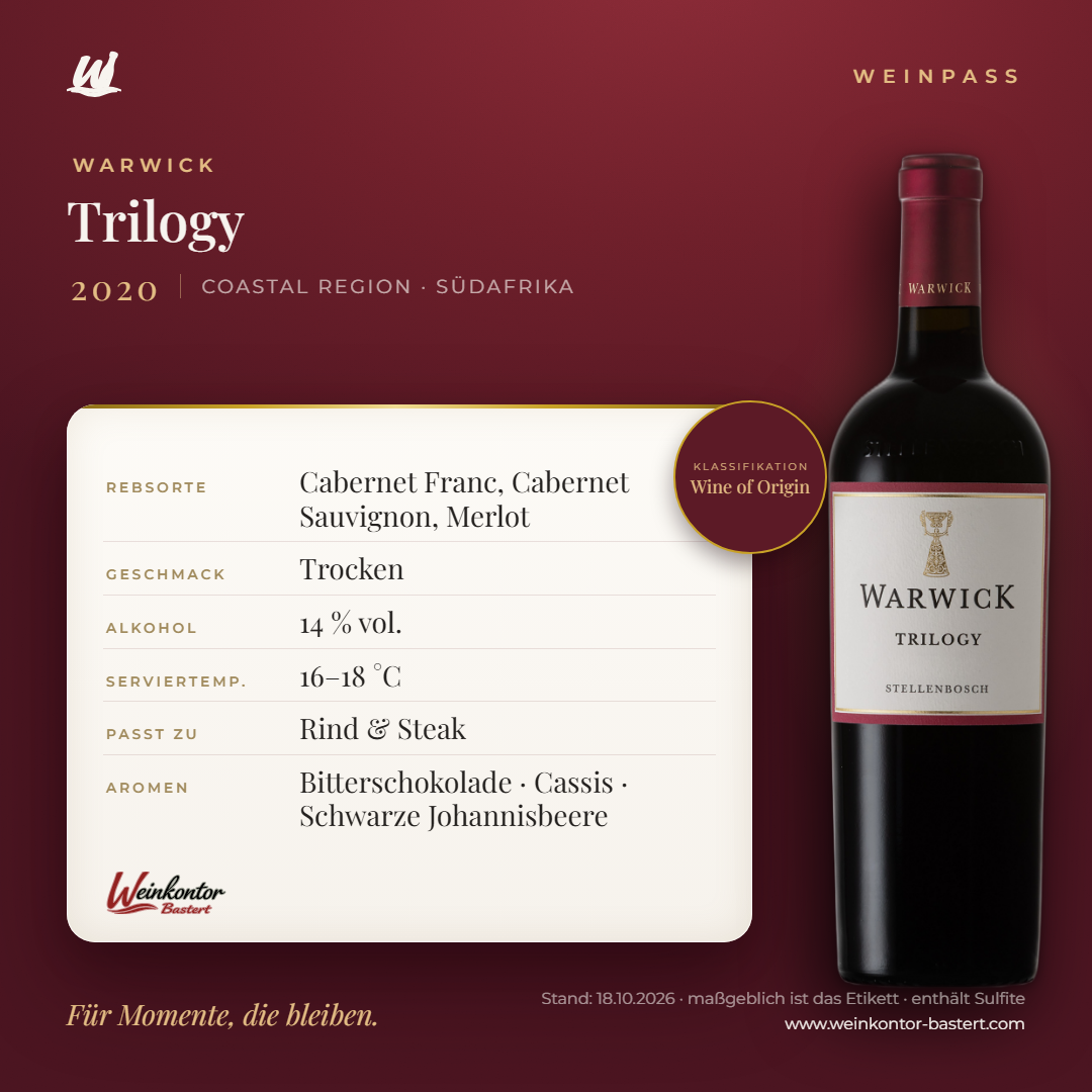 Trilogy Warwick – Coastal Region – Weinpass | Weinkontor Bastert