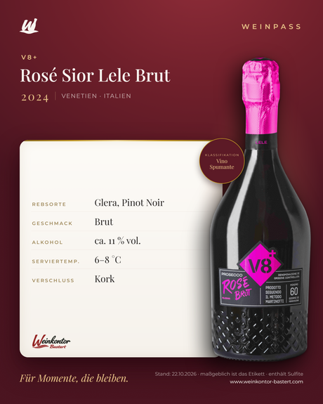V8+ Rosé Vino Spumante Sior Lele Brut – Venetien – Weinpass | Weinkontor Bastert