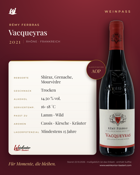 Vacqueyras Rémy Ferbras – Rhône – Weinpass | Weinkontor Bastert