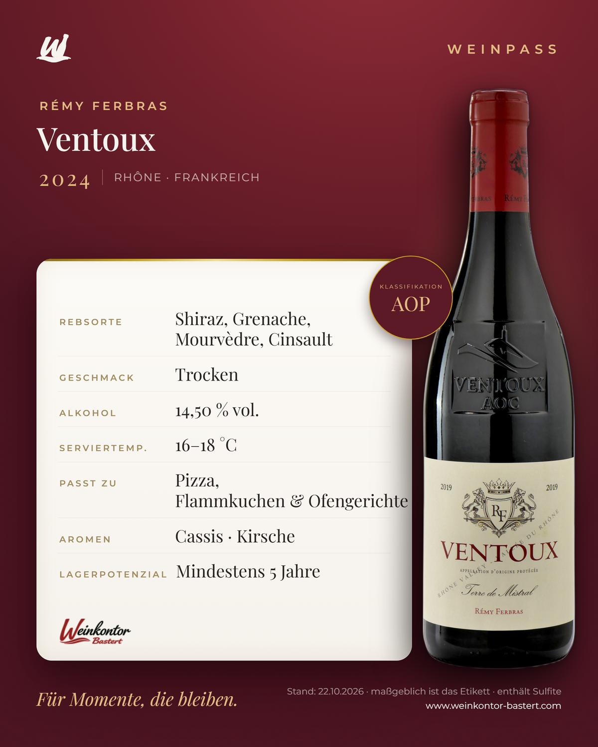 Ventoux Rémy Ferbras – Rhône – Weinpass | Weinkontor Bastert