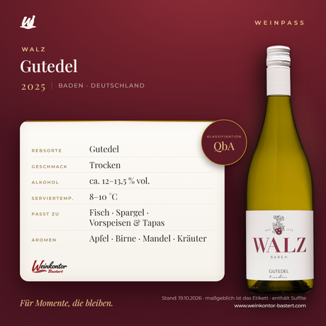 Gutedel Walz QbA – Baden – Weinpass | Weinkontor Bastert