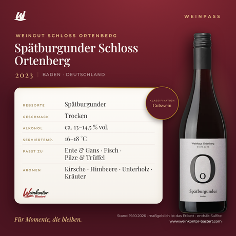 Spätburgunder Schloss Ortenberg Gutswein – Baden – Weinpass | Weinkontor Bastert