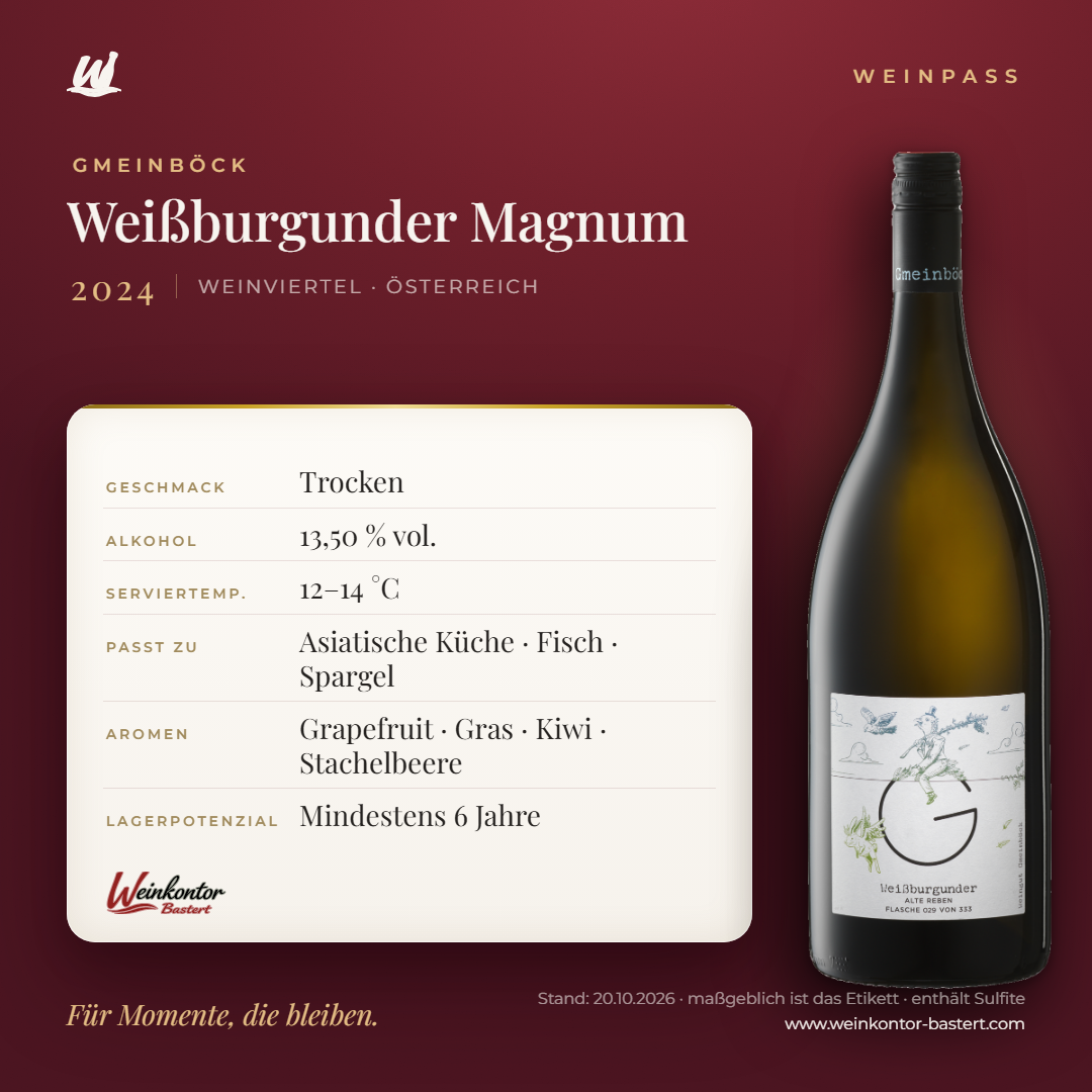 Weißburgunder Magnum Gmeinböck – Weinviertel – Weinpass | Weinkontor Bastert