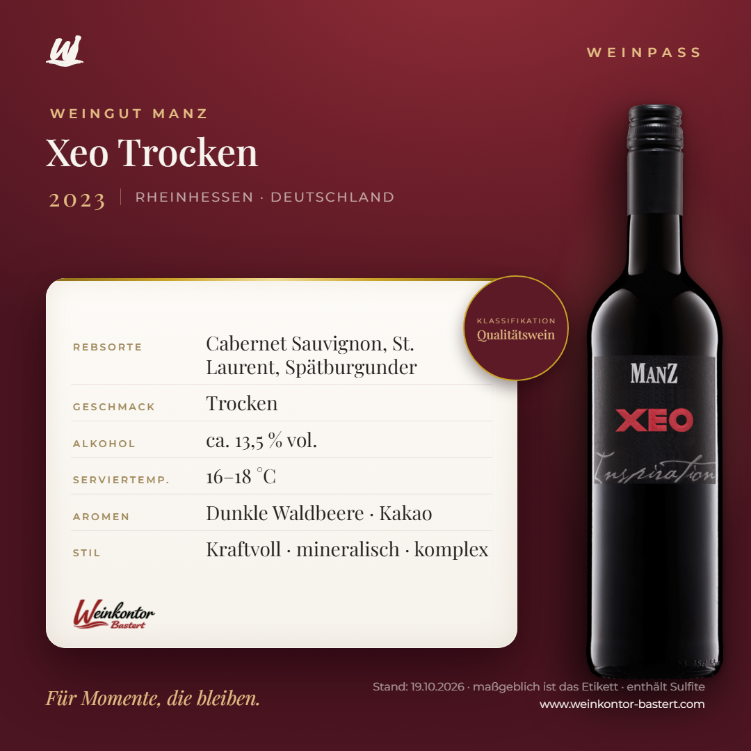 Xeo Trocken Manz 6er-Karton – Rheinhessen – Weinpass | Weinkontor Bastert